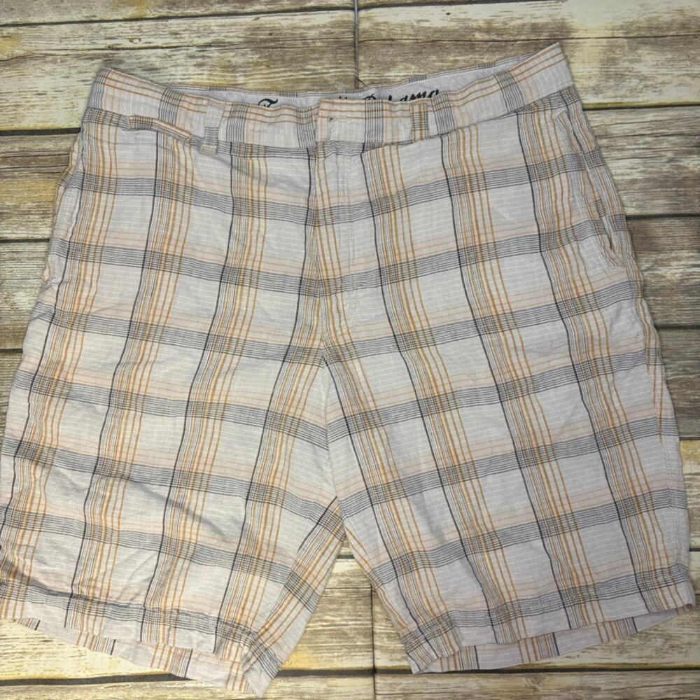 Tommy Bahama Nautical Linen Silk Neutral‎ Plaid Minimalist Mens Shorts Sz 40
